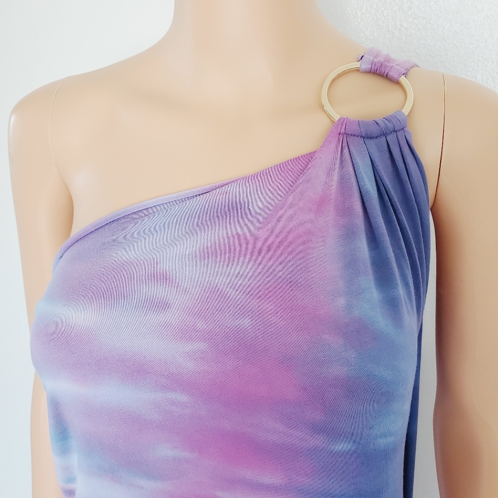 Michelle Jonas tie dye one shoulder dress